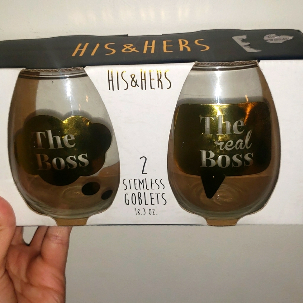 His & Hers Stemless Wineglasses